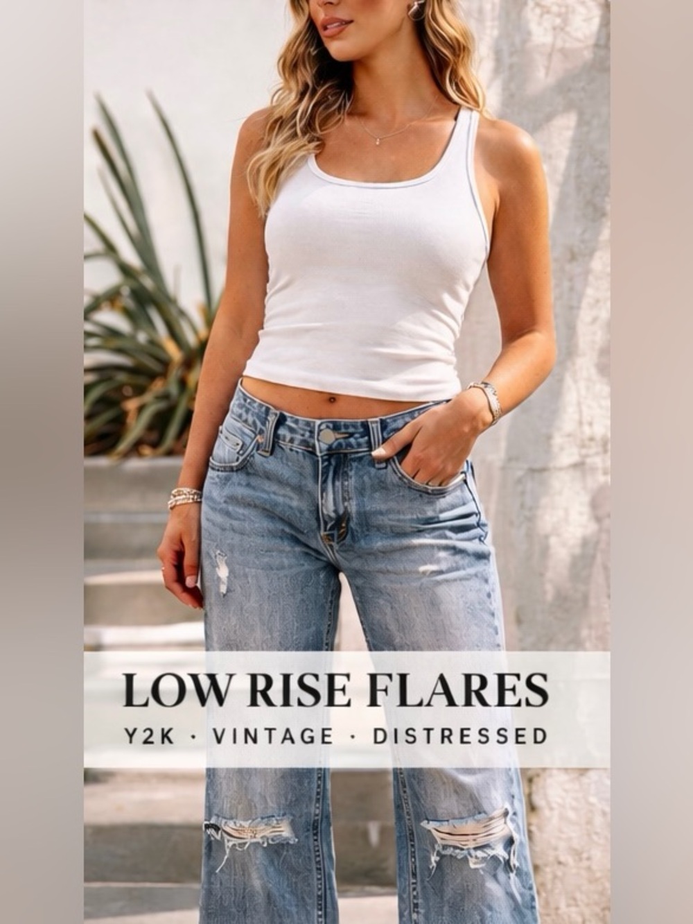 Victoria’s Secret PINK Y2K Low Rise Flare Jeans Distressed Wide Leg Vintage, 4 - Picture 7 of 13